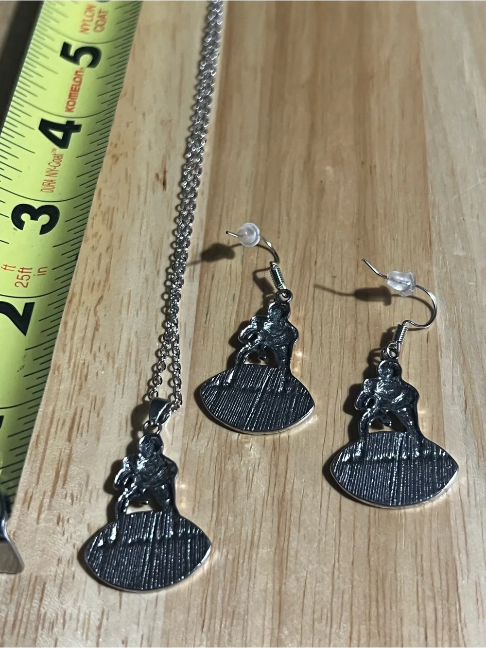 Football Player Pendant Necklace and football Earrings D106